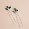 5pcs Blue-green Leaves Hairpins Vintage Crystal Hair Ornament Fairy Hair Sticks Comb Hair Pins Handmade Chinese Hanfu Ancient Headwear view 4