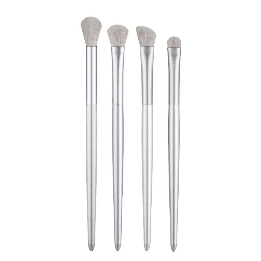 IOCCIOBB 4Pcs Silver Eyeshadow Makeup Brushes Set Portable Concealer Highlighter Blending Nose Eye Shadow Brush Make Up Tools