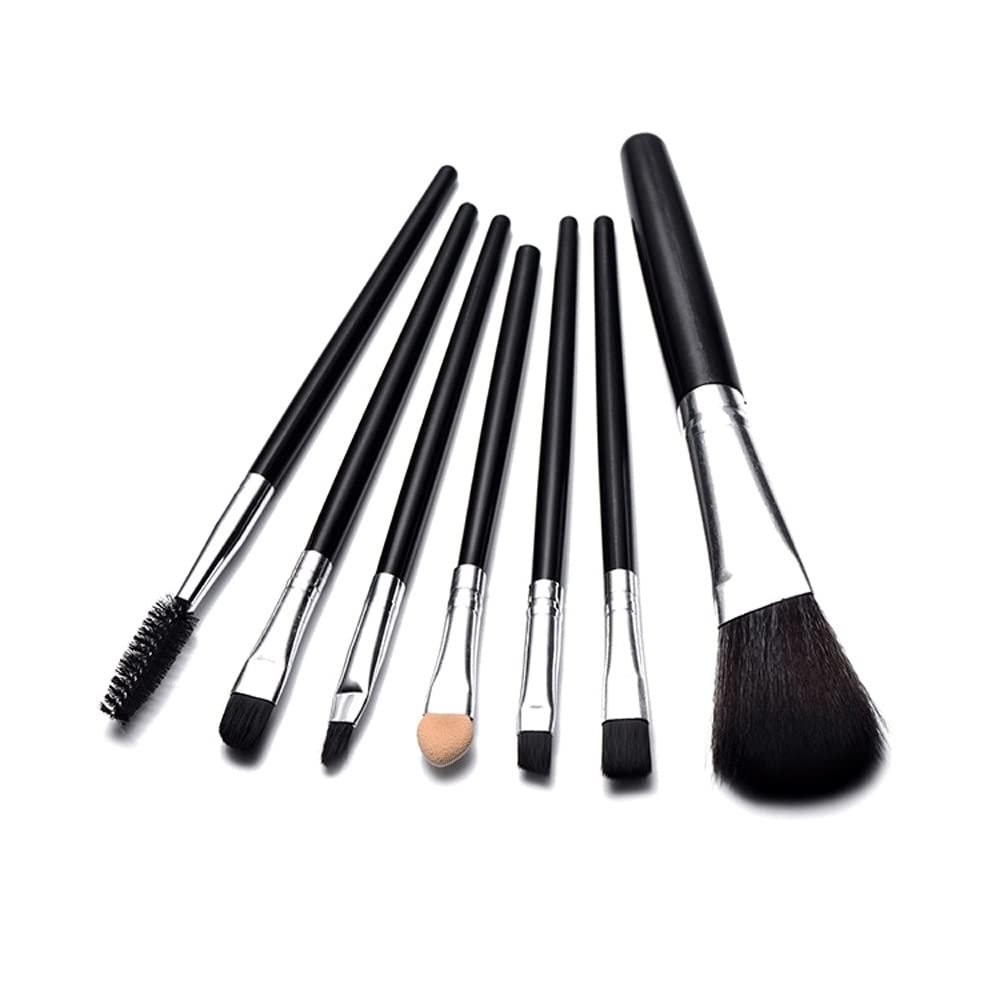 IOCCIOBB Black Portable Makeup Brushes Set Eye Shadow Brush Cosmetic Foundation Powder Eyelash Eyebrow Makeup Brush 7Pcs