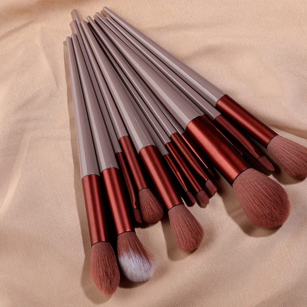 IOCCIOBB 13pcs Makeup Brushes Cosmetic Full Set 3 Colors Soft Hair Make Up Tools Foundation Brush Eyeshadow Complete Kit (Color : Coffee)