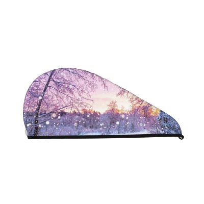 Evealyn Winter Printed Microfiber Hair Towel Hair Drying Towel with Button Bath Hair Cap for Curly Long Hair Repair Towel Wrap for Women