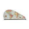 Evealyn World Map Printed Microfiber Hair Towel Hair Drying Towel with Button Bath Hair Cap for Curly Long Hair Repair Towel Wrap for Women view 1