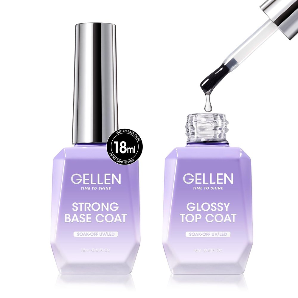 GELLEN Gel Top Coat and Base Coat, UV LED Lamp Needed