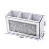 Amezey Mirrored Makeup Brush Holder Organizer, 3 Compartments Cosmetic Brush Storage Holders, Crushed Diamond Remote control holder, Pen and Pencil Holder for Desk, Eyeliners Display Case for Vanity view 2