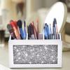 Amezey Mirrored Makeup Brush Holder Organizer, 3 Compartments Cosmetic Brush Storage Holders, Crushed Diamond Remote control holder, Pen and Pencil Holder for Desk, Eyeliners Display Case for Vanity view 3