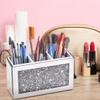 Amezey Mirrored Makeup Brush Holder Organizer, 3 Compartments Cosmetic Brush Storage Holders, Crushed Diamond Remote control holder, Pen and Pencil Holder for Desk, Eyeliners Display Case for Vanity view 4