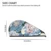 Evealyn White Peony Printed Microfiber Hair Towel Hair Drying Towel with Button Bath Hair Cap for Curly Long Hair Repair Towel Wrap for Women view 4