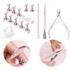 Makartt Cuticle Trimmer with Cuticle Pusher, 3 PCS Pink Nail Cuticle Nipper Bundle Makartt Nail Stand for Nails Art Display Practice Nail Holder for Painting Nail view 1