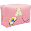 Personalized Inital Preppy Makeup Bag Set with Zipper, Monogram Waterproof Travel Cosmetic Bag for Women, Cute Preppy Patch Toiletry Bag for Traveling Outdoors, Gift Ideal for Christmas Thanksgiving view 1
