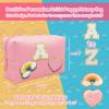 Personalized Inital Preppy Makeup Bag Set with Zipper, Monogram Waterproof Travel Cosmetic Bag for Women, Cute Preppy Patch Toiletry Bag for Traveling Outdoors, Gift Ideal for Christmas Thanksgiving view 2