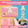 Personalized Inital Preppy Makeup Bag Set with Zipper, Monogram Waterproof Travel Cosmetic Bag for Women, Cute Preppy Patch Toiletry Bag for Traveling Outdoors, Gift Ideal for Christmas Thanksgiving view 3
