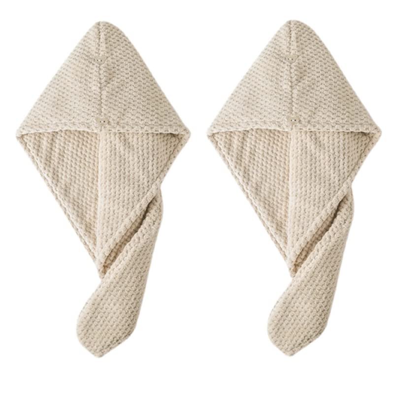2 Pack Hair Towel Wrap,Universal for Adults and Children Hair Drying Towel with Button Microfiber Hair Towel, Dry Hair Hat, Bath Hair Cap