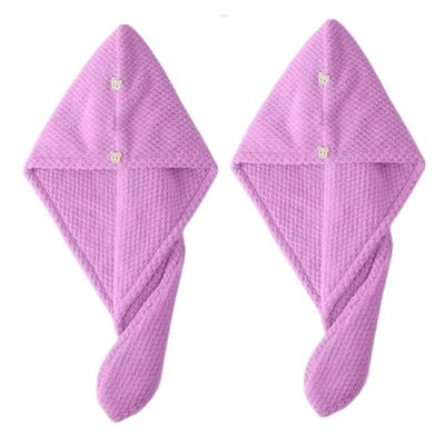 2 Pack Hair Towel Wrap,Universal for Adults and Children Hair Drying Towel with Button Microfiber Hair Towel, Dry Hair Hat, Bath Hair Cap