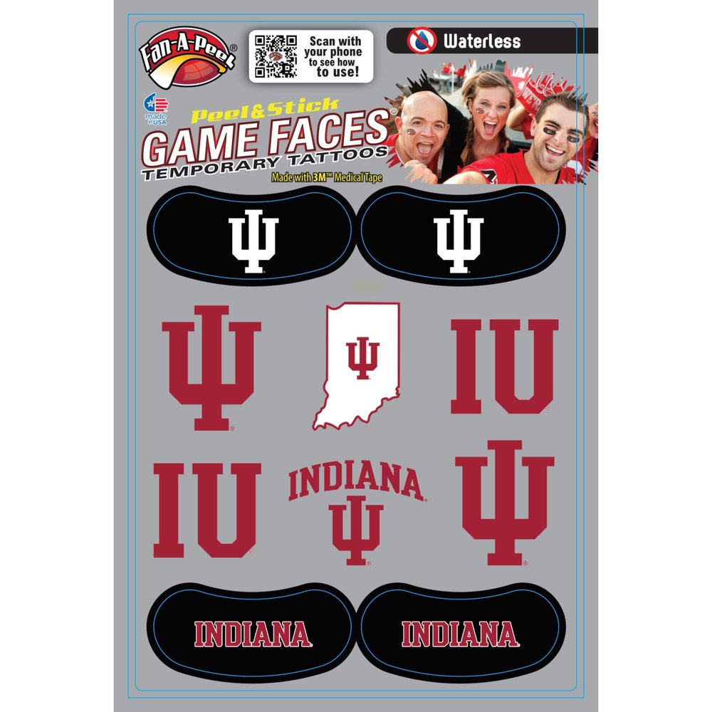 Fan-A-Peel Indiana Waterless Temporary Tattoos - Hypoallergenic Peel and Stick Waterproof Temporary Tattoos - Officially Licensed
