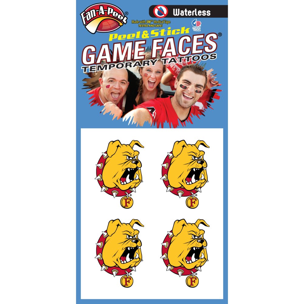 Fan-A-Peel Ferris State Waterless Temporary Tattoos - Hypoallergenic Peel and Stick Waterproof Temporary Tattoos - Officially Licensed