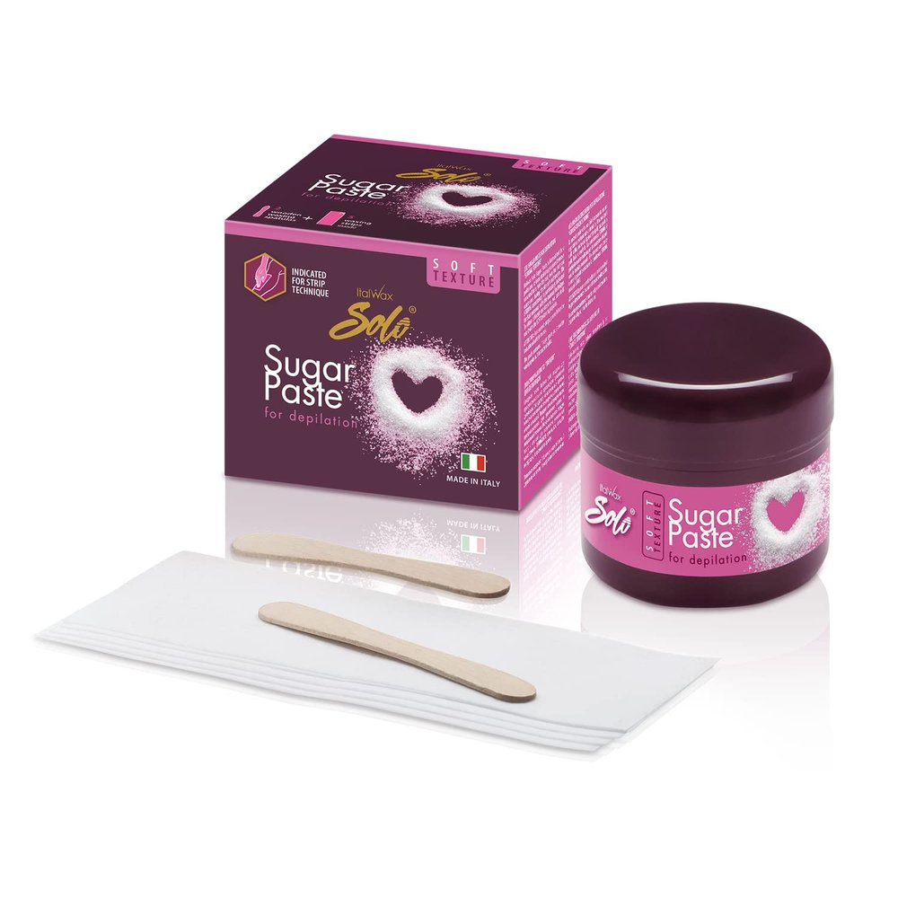 Italwax Solo Sugar paste Wax Kit Soft 180g / 6.35 oz - Waxing kit for women and man - Natural formulation - For Body & Brazilian Bikini at home hair removal