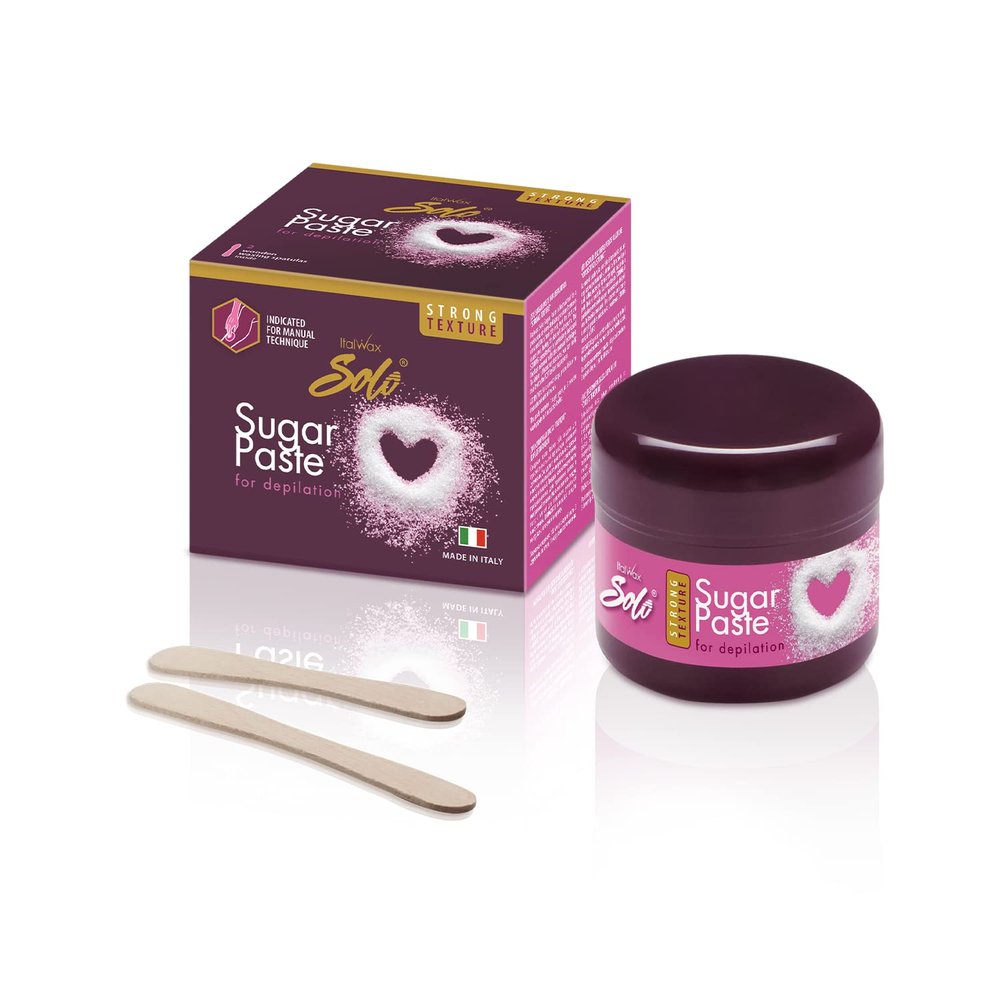 Italwax Solo Sugar paste Wax Kit Strong 180g / 6.35 oz - Waxing kit for women and man - Natural formulation - For Body & Brazilian Bikini at home hair removal 