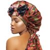 DONNA Braid Bonnet 1pc Satin Bonnet Hair Bonnet Removable & Reversible Bow Tie for Women with Long Braids, Shower Cap for Women, Dreadlock, Long Twist, Long Ponytails with ANKARA Pattern view 1