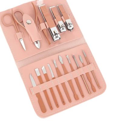 CALLMO Folding Bag Nail Clippers Matcha Green 16-Piece Set Manicure Implement Household Portable Nail Scissor Set