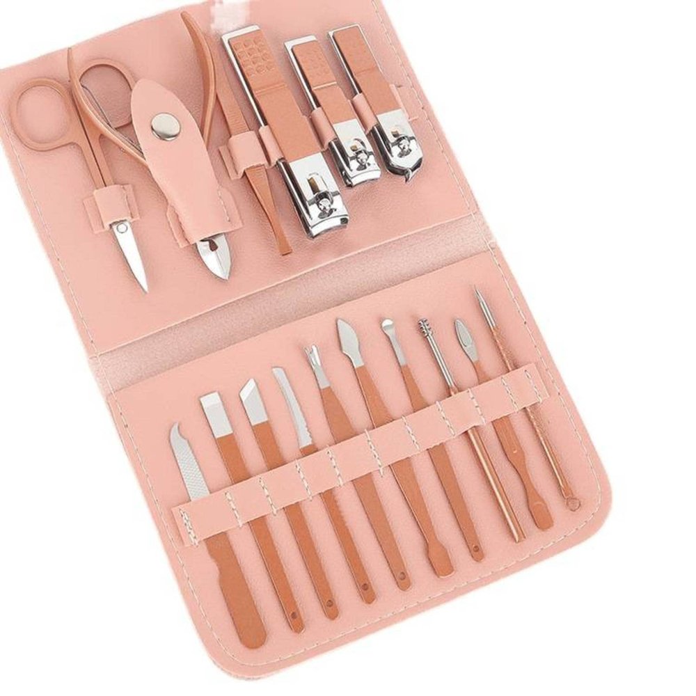CALLMO Folding Bag Nail Clippers Matcha Green 16-Piece Set Manicure Implement Household Portable Nail Scissor Set