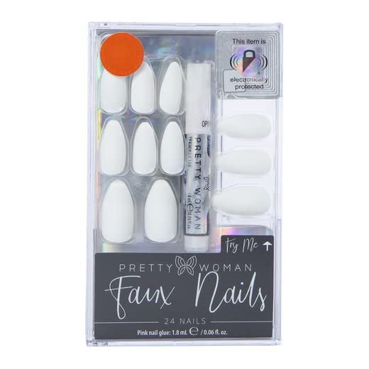 Pretty Woman Faux Nails with glue 24 piece in WHITE matte