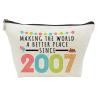 19th Birthday Gifts for Girls, Funny 19 Year Old Gift Makeup Bag, 2007 19th Birthday Makeup Bags for Her, Teens, Daughter, Sister, Niece, Granddaughter, Making The World a Better Place Since 2007 view 1