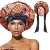 DONNA Large, Extra Large Adjustable Tie Satin Bonnet Sleep Cap 1pc Satin Headband Around Hairline & Nape Area Hair Accessories Night Cap Shower Caps, 1PC ANKARA PATTERN view 1