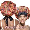 DONNA Large, Extra Large Adjustable Tie Satin Bonnet Sleep Cap 1pc Satin Headband Around Hairline & Nape Area Hair Accessories Night Cap Shower Caps, 1PC ANKARA PATTERN view 3