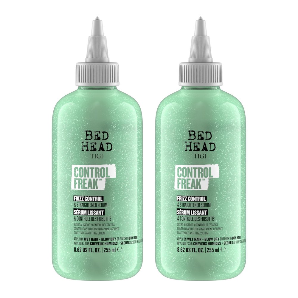 Bead Head by TIGI Control Freak Frizz Control & Straightening Serum - Use for Anti-Frizz & Smoothing - For Frizzy, Curly & Coarse Hair - Use on Damp & Dry Hair - Fly Away Hair Tamer - 8.62 oz (2 Pack)