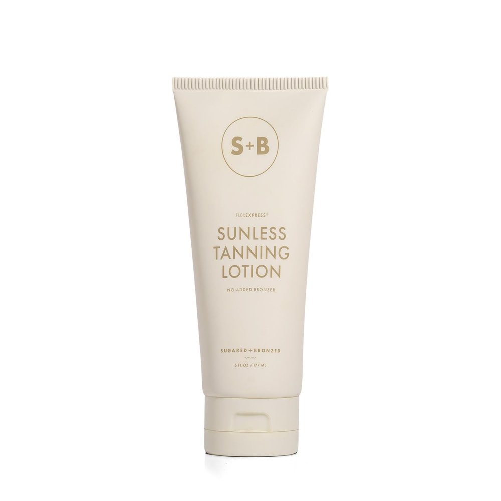 SUGARED + BRONZED Sunless Tanning Lotion, FlexExpress Self Tanner Moisturizer for Face & Body, Hydrating Botanical Formula for a Natural-Looking Tan, Suits All Skin Tones, Vegan, Cruelty Free, 6 Fl Oz