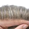 LYRICAL HAIR Toupee for Men Wavy Human Hair Replacement Systems Toupee Grey Bleached Knots All Hand Tied Swiss lace Male Wig Unit 8X10-100% density#550 Medium Light Brown with 50% Gray view 3