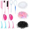 Colorful Mini Rubber Bands with Topsy Tail Styling Tools - Elastic Hair Ties, Hair Cutter, and Hair Accessories for Baby Girls and Women view 1
