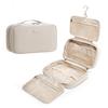 EACHY Toiletry Bag with Hanging Hook, Travel Makeup Bag PU Leather Cosmetic Bags for Women Make Up Organizer with 4 Compartments Waterproof Full-Size Portable Travel Essentials (Beige) view 1