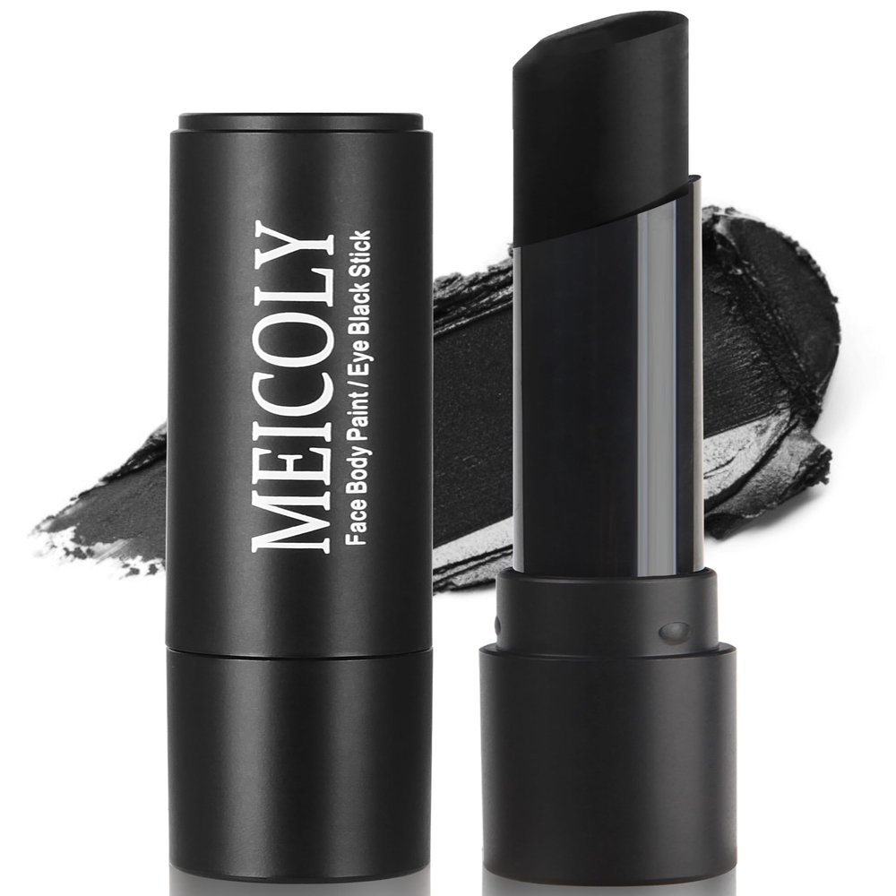 MEICOLY Black Face Body Paint Stick Waterproof Eye Black Baseball Softball Football Lacrosse,Face Paint for Adults and Kids for Halloween SFX Cosplay Clown Skeleton Zombie Joker Makeup