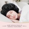 Only Reusable Oil Proof Nightcap, Protective Hair Bonnet and Shower Cap Too. Leakproof, Oilproof, and Waterproof. Larger Area to Accommodate Long Hair, Comfort Elastic Band (Small to Medium), Black view 3
