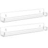 Baosia 2 Pack Clear Nail Polish Rack Wall Mounted,15 inch Invisible Acrylic Floating Bookshelf,Small Toy Storage Wall Shelf Modern Picture Ledge Vinyl Record Display Shelf Holder view 1