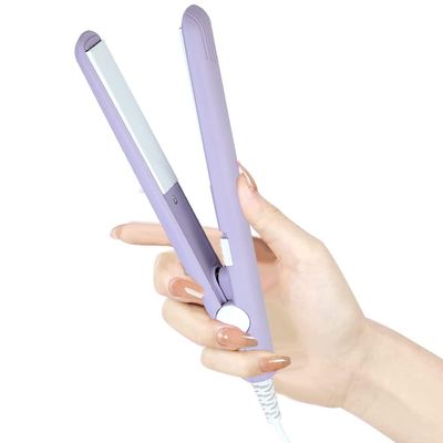 Jonlaki 2 in 1 Mini Hair Straightener and Curler - Ceramic Tourmaline Plate Beauty Flat Iron Curler Heating Curler with Ceramic Tourmaline Plate Wave Straightener for Sleek Results. (Purple)