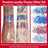 Allstarry Chunky Body Glitter 4 Colors Cosmetic Patriotic Face Glitter Veterans Day Eye Flakes Independence Day Hair Sequins Sparkle 4th of July Accessories for Women Face Paint Makeup Nails Art view 3