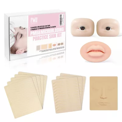 12Pcs Microblading Practice Skin Brow Practice Face Sheet Double Sided Inkless Eyebrow Shaped for Ombre Brows Practice Permanent Makeup PMU Supplies Tattoo Fake Skins Eyebrow Lip Blushing Training