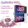 Laza Independence Day Body Glitter, 2 Jars Olympic Red Blue White Chunky Sequins with Glue Women 4th of July Face Paint Festival Rave Outfit Hair Accessories Party Costumes-Independence Parade view 3