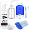 Shmian Lash Shampoo for Lash Extensions, Lash Fan 50ml Eyelash Foam cleanser with 50 Pcs Eyelash Brush and Rinse Bottle Oil Free/Sulfate Free Eyelash Wash Remover For Eyelash Extension Makeup, Blue view 1