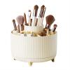 DASITON Large Capacity Makeup Brush Holder,360 Rotating Makeup Organizer,5 Slot Makeup Brushes Cup,for Vanity Decor,Bathroom Countertops,Desk Storage Container,Cosmetic Display cases(Cream) view 1