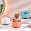 DASITON Large Capacity Makeup Brush Holder,360 Rotating Makeup Organizer,5 Slot Makeup Brushes Cup,for Vanity Decor,Bathroom Countertops,Desk Storage Container,Cosmetic Display cases(Cream) view 3