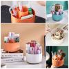 DASITON Large Capacity Makeup Brush Holder,360 Rotating Makeup Organizer,5 Slot Makeup Brushes Cup,for Vanity Decor,Bathroom Countertops,Desk Storage Container,Cosmetic Display cases(Cream) view 4