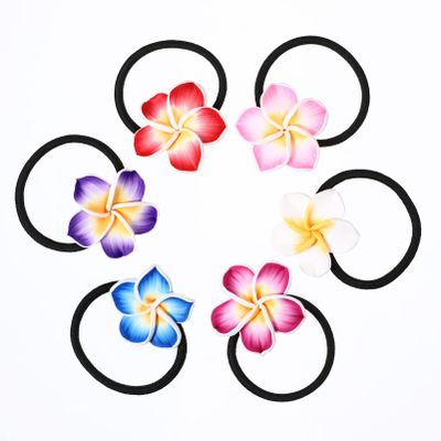 minkissy 12Pcs Plumeria Hair Ties Hawaiian Hair Ties Hair Bands Black Rubber Band for Girls