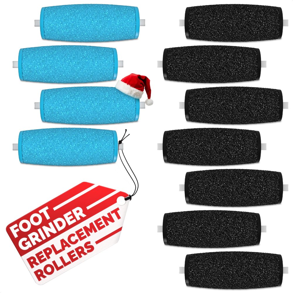 11 Pcs Replacement Rollers for Electric Foot Callus Remover Tool - 7 Extra Coarse & 4 Regular Coarse Refill Heads (1.92 x 0.65 Inches), Micro-Diamond Crystals - Compatible with Amope Pedi Perfect Pro