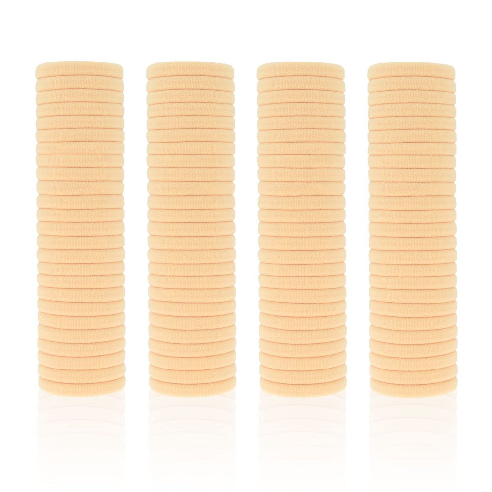 100 Pack Seamless Hair Ties for Women Girls Ponytail Holders for Thick Hair (Peach)
