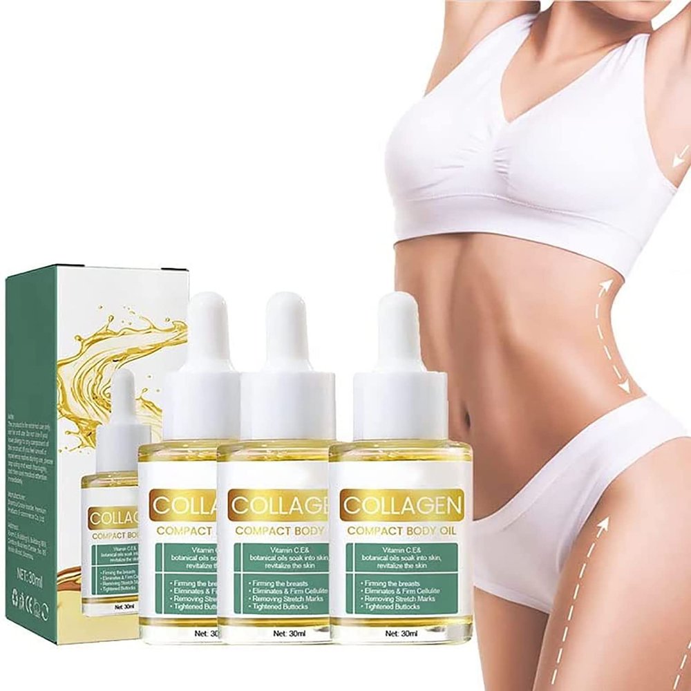 3PC Beauty Women Collagen Lifting Body Oil, Collagen Lifting Body Oil, Anti Aging Collagen Serum for Face, Reduces Fine Lines and Wrinkles