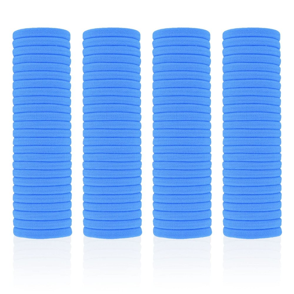 100 Pack Seamless Hair Ties for Women Girls Ponytail Holders for Thick Hair (Blue)
