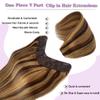 Smartinnov Clip in Hair Extensions Real Human Hair, One Hairpiece Balayage Chocolate Brown to Honey Blonde 80G 16Inch V Shape Ombre Highlight Clip Hair Extensions 3/4 Full Head Balayage Clip On Hair view 3